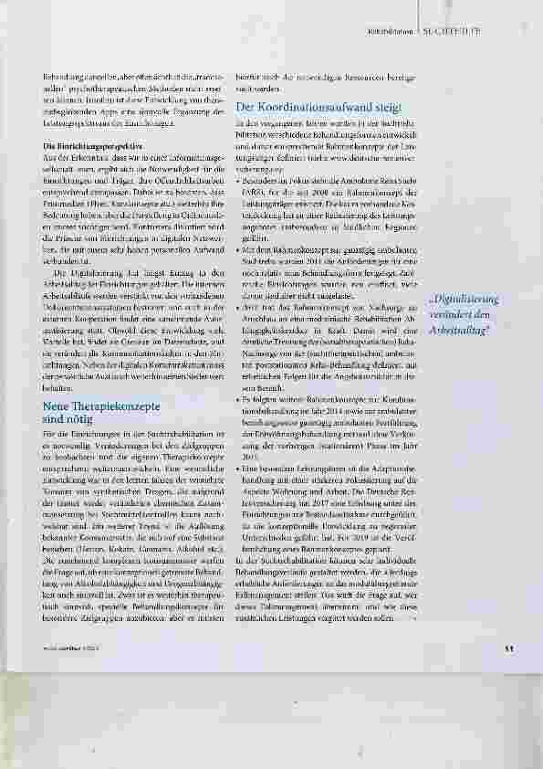 Vorschauseite 3: Die Suchtrehabilitation steht vor neuen Herausforderungen