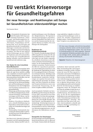 Vorschauseite 1: EU verstärkt Krisenvorsorge für Gesundheitsgefahren