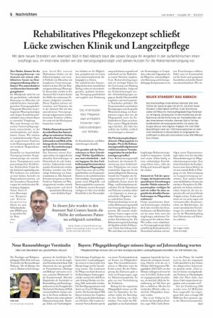 Vorschauseite 1: Rehabilitatives Pflegekonzept schließt Lücke zwischen Klinik und Langzeitpflege