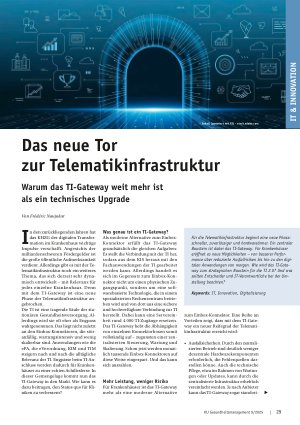 Vorschauseite 1: Das neue Tor zur Telematikinfrastruktur Warum das TI-Gateway weit mehr ist als ein technisches Upgrade