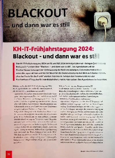 Vorschauseite 1: KH-IT-Frühjahrstagung 2024: Blackout - und dann war es still