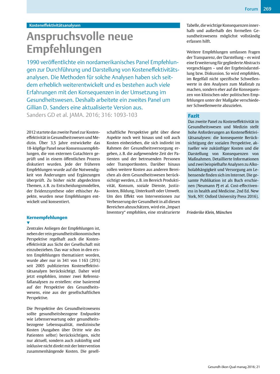 Vorschauseite 1: Kosteneffektivitätsanalysen ? Anspruchsvolle neue Empfehlungen