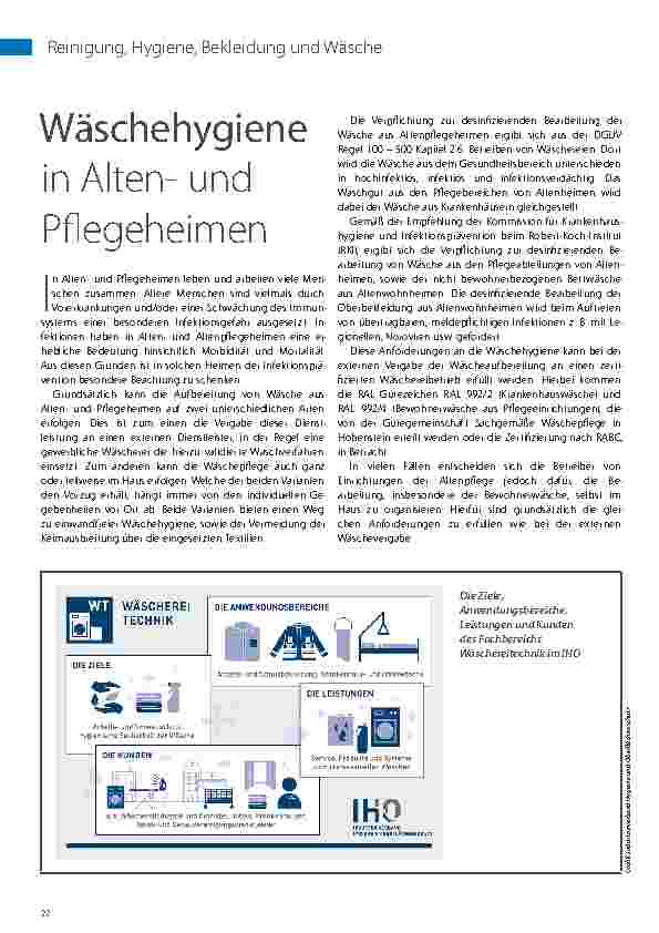 Vorschauseite 1: Wäschhygiene in Altenund Pflegeheimen