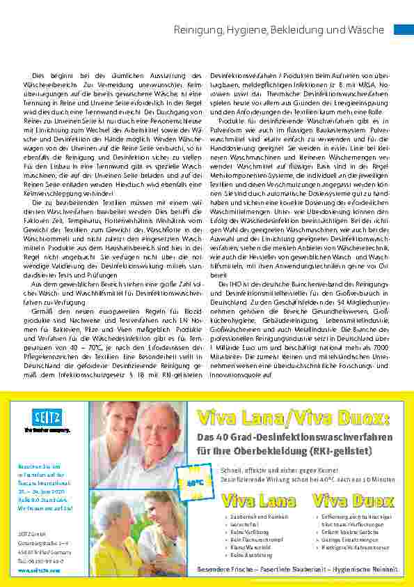 Vorschauseite 2: Wäschhygiene in Altenund Pflegeheimen