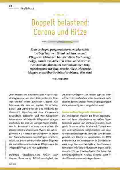 Vorschauseite 1: Doppelt belastend: Corona und Hitze