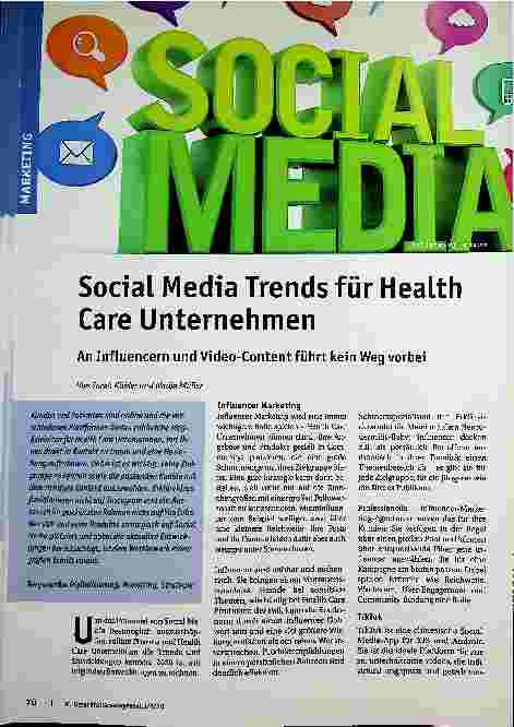 Vorschauseite 1: Social Media Trends für Health Care Unternehmen: An Influencern und Video-Content führt kein Weg vorbei.