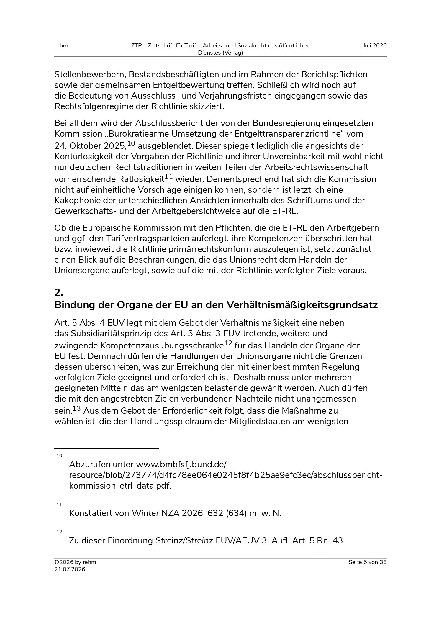 Vorschauseite 5: Die Entgelttransparenz-Richtlinie – Götterdämmerung für die Entgeltordnungen des öffentlichen Dienstes? Ein Zwischenruf aus der Praxis – Teil I