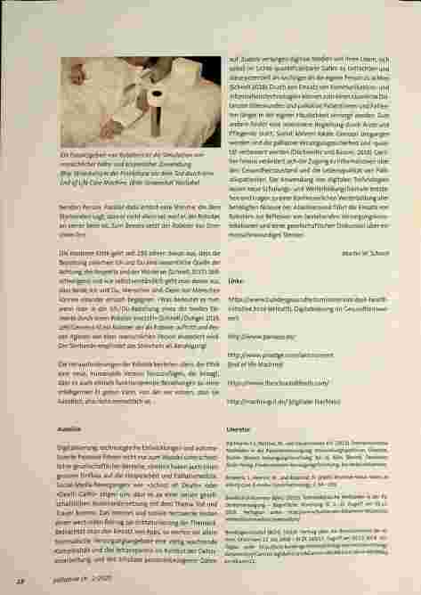 Vorschauseite 3: TECHNOLOGIE UND DIGITALISIERUNG Palliative Care im Licht der Digitalisierung