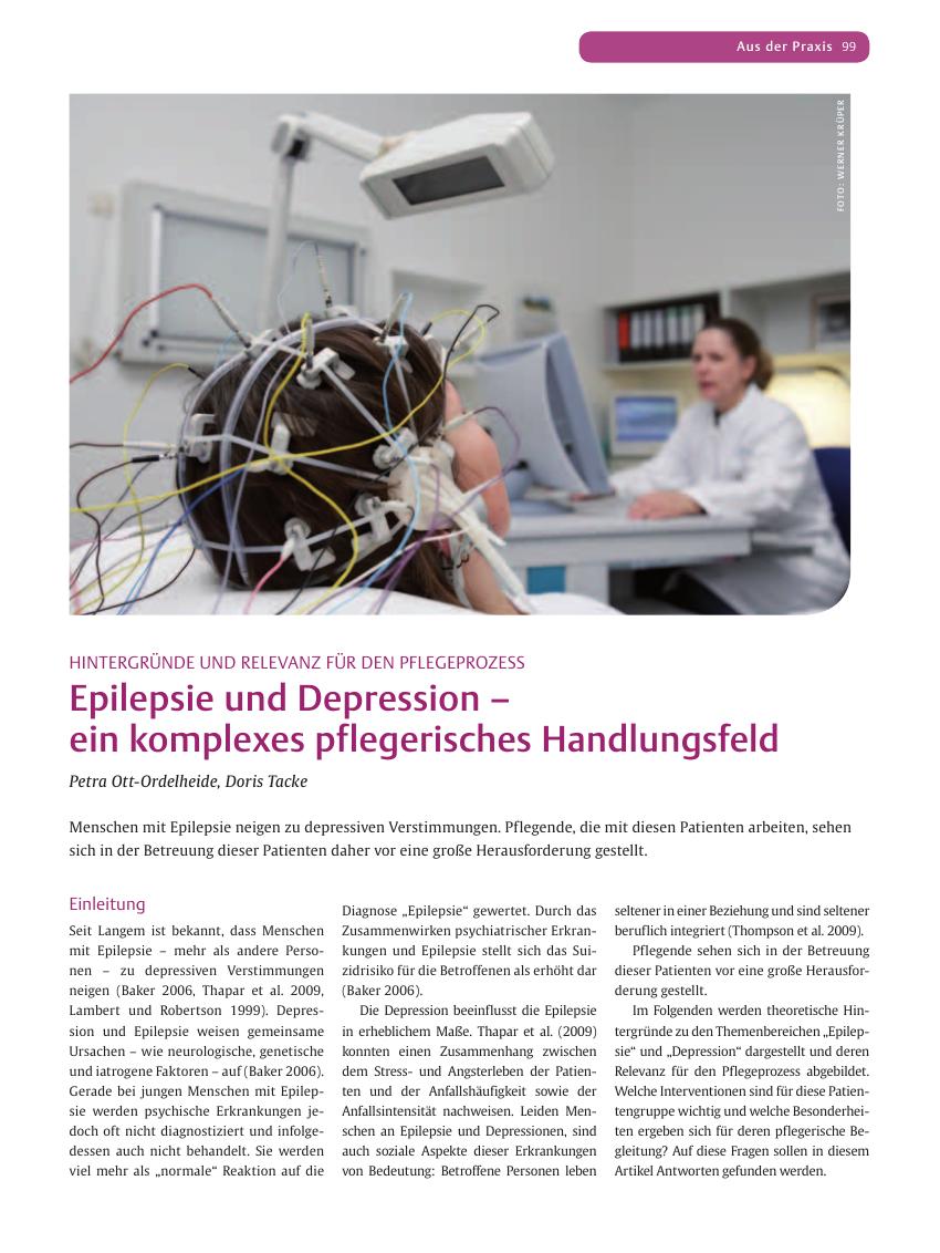 Vorschauseite 1: Epilepsie und Depression – ein komplexes pflegerisches Handlungsfeld