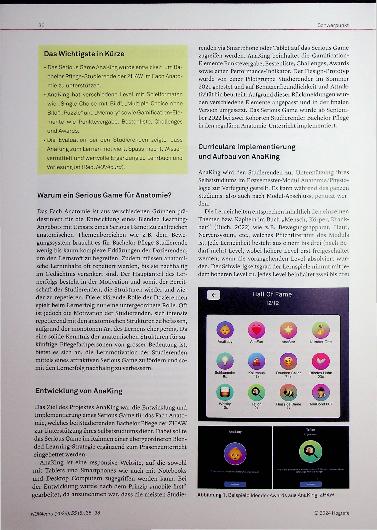 Vorschauseite 2: So macht Anatomie-Lernen Spaß! AnaKing - ein Serious Game für Bachelor Pflege-Studierende.