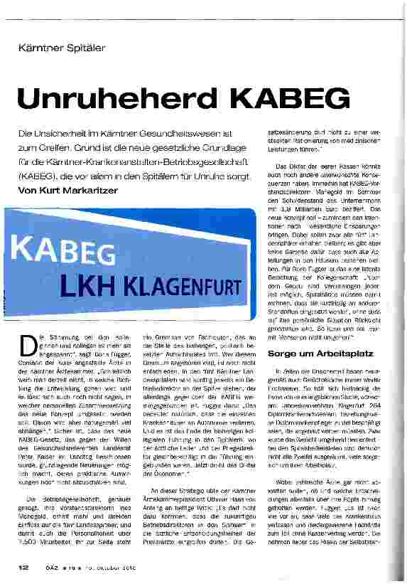 Vorschauseite 1: Unruheherd KABEG