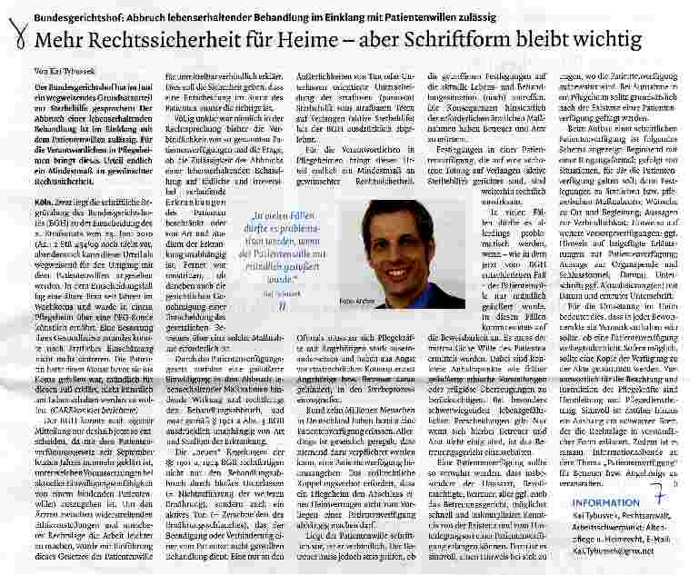 Vorschauseite 1: Mehr Rechtssicherheit für Heime - aber Schriftform bleibt wichtig