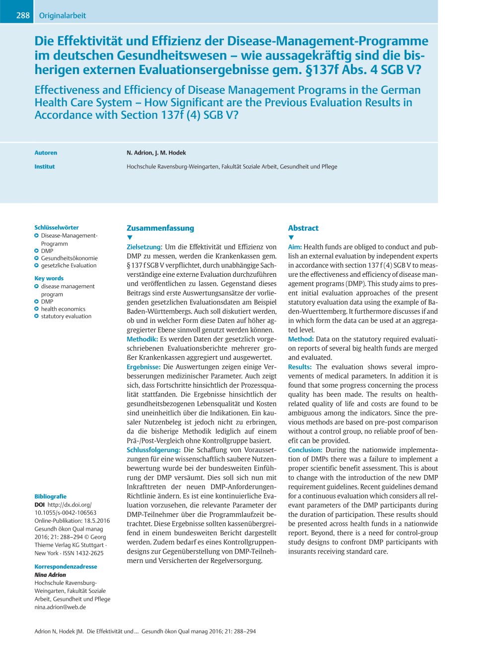 Vorschauseite 1: Die Effektivität und Effizienz der Disease-Management-Programme im deutschen Gesundheitswesen – wie aussagekräftig sind die bisherigen externen Evaluationsergebnisse gem. §137f Ab…
