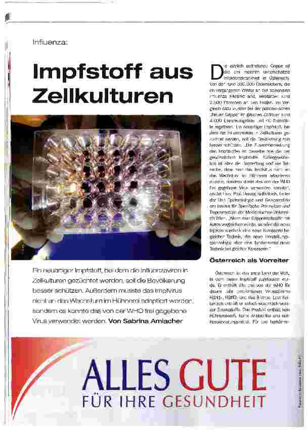 Vorschauseite 1: Impfstoff aus Zellkulturen