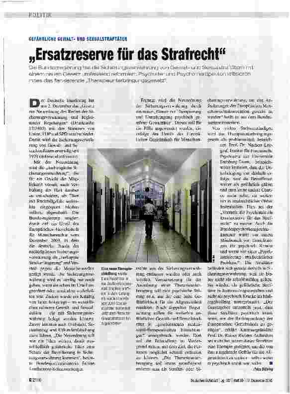 Vorschauseite 1: „Ersatzreserve für das Strafrecht