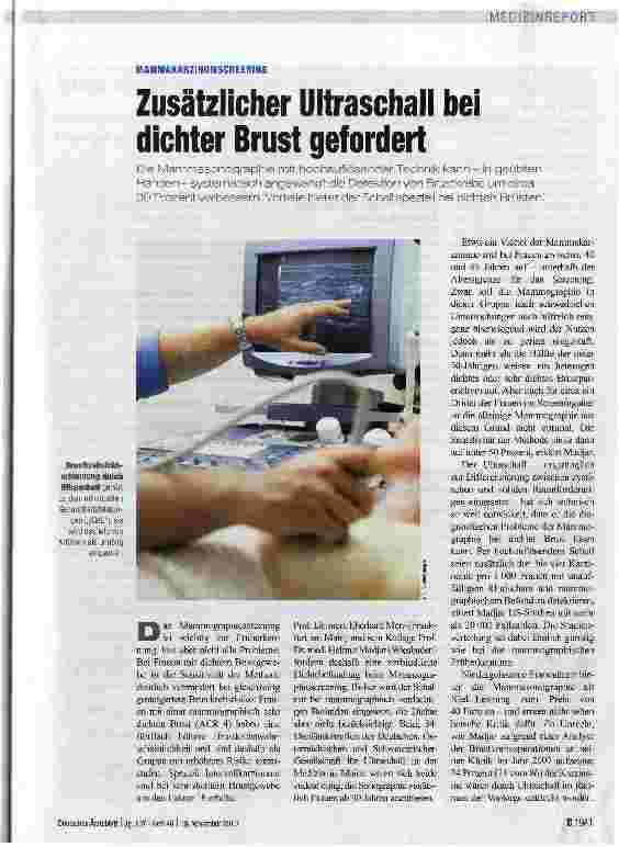 Vorschauseite 1: Zusätzlicher Ultraschall bei dichter Brust gefordert