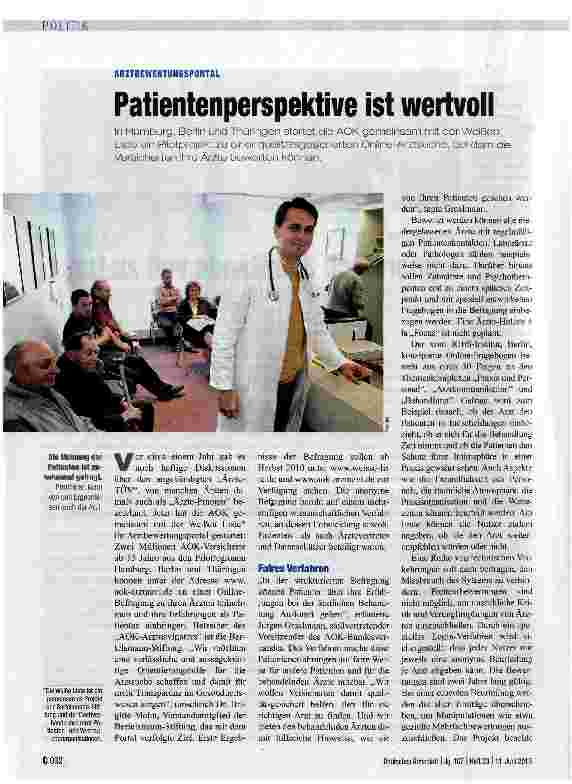 Vorschauseite 1: Patientenperspektive ist wertvoll