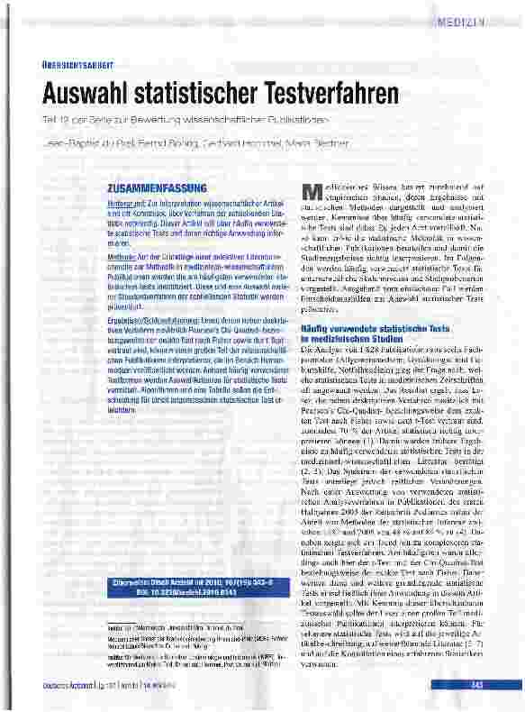 Vorschauseite 1: Auswahl statistischer Testverfahren