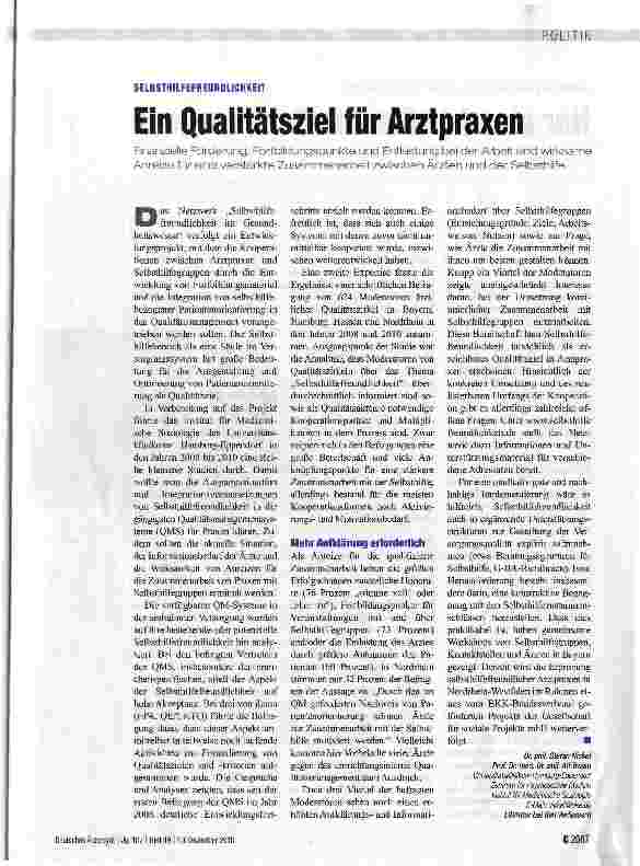 Vorschauseite 1: Ein Qualitätsziel für ArztpraxenFinanzielle Förderung, Fortbildungspunkte und Entlastung bei der Arbeit sind wirksame Anreize für eine verstärkte Zusammenarbeit zwischen Ärzten un…