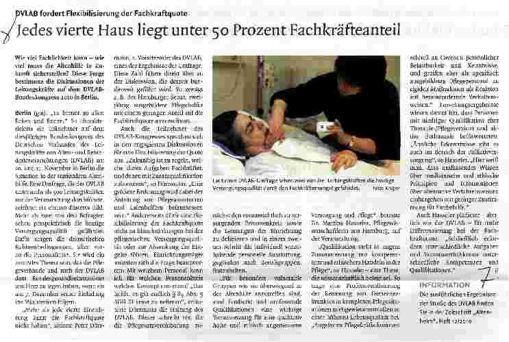 Vorschauseite 1: DVLAB fordert Flexibilisierung der FachkraftquoteJedes vierte Haus liegt unter 50 Prozent Fachkräfteanteil