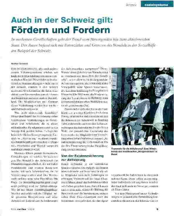 Vorschauseite 1: Auch in der Schweiz gilt: Fördern und Fordern
