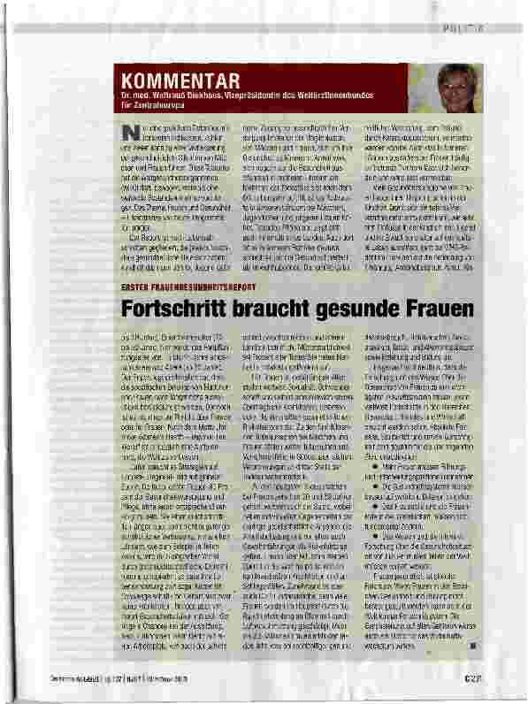 Vorschauseite 1: Fortschritt braucht gesunde Frauen