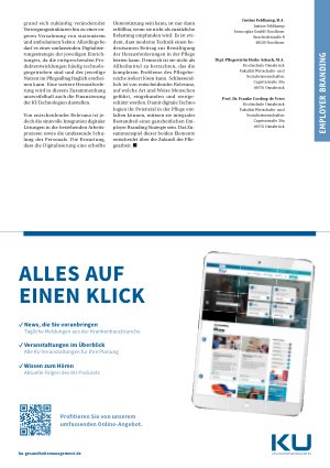 Vorschauseite 3: Digitale Technologien in der Pflege Ein bedeutsamer Baustein für das Employer Branding im Krankenhaus