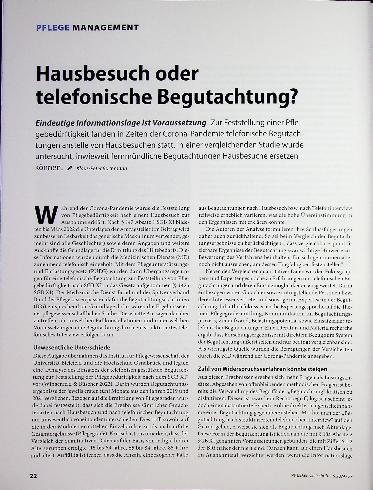 Vorschauseite 1: Hausbesuch oder telefonische Begutachtung?