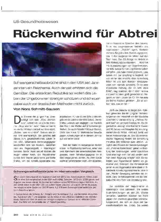 Vorschauseite 1: Rückenwind für Abtreibungsgegner
