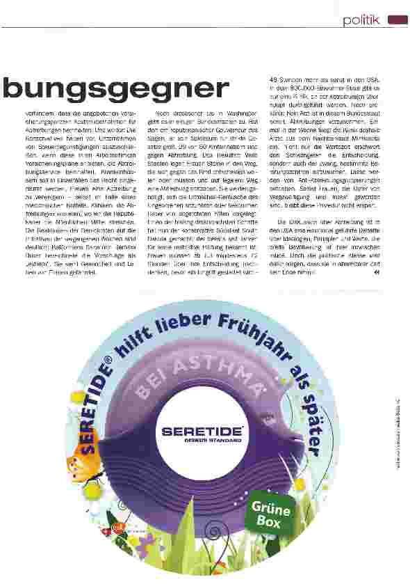Vorschauseite 2: Rückenwind für Abtreibungsgegner