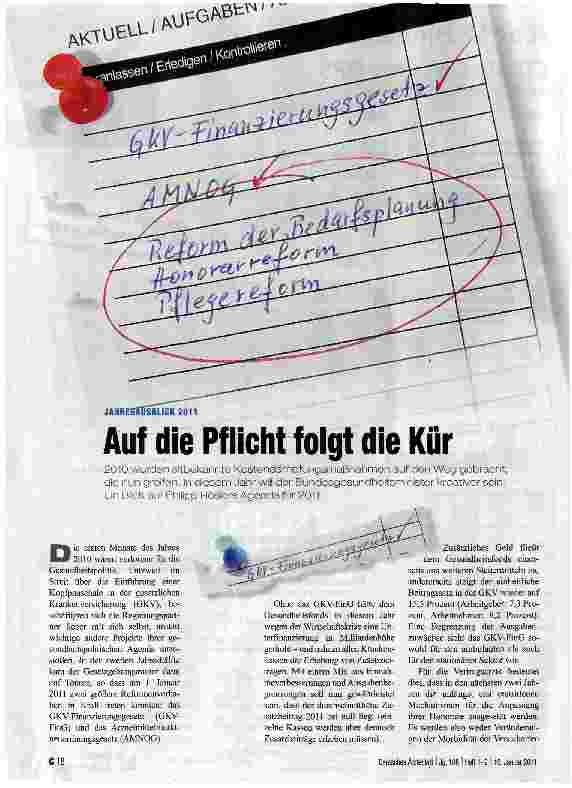 Vorschauseite 1: JAHRESÄÜSBLICK 2011Auf die Pflicht folgt die Kür