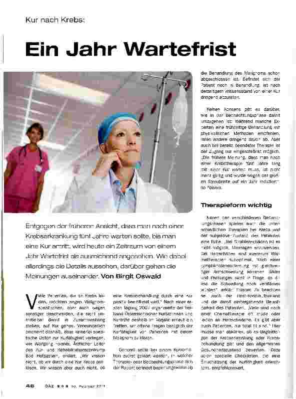 Vorschauseite 1: Ein Jahr Wartefrist