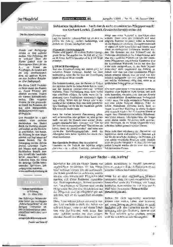 Vorschauseite 2: Subkutane InjektionenAuch durch nicht examiniertes Pflegepersonal?