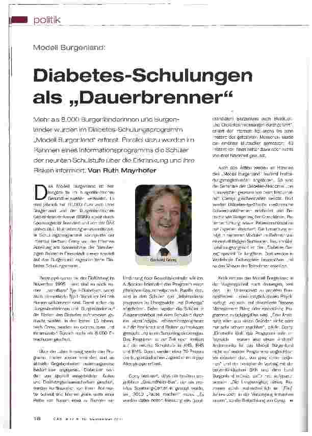 Vorschauseite 1: Diabetes-Schulungen als „Dauerbrenner