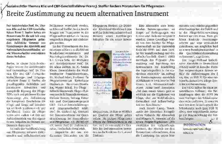 Vorschauseite 1: Breite Zustimmung zu neuem alternativen Instrument