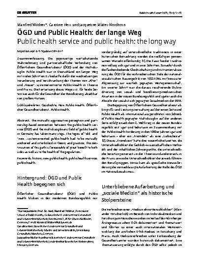 Vorschauseite 1: ÖGD und Public Health: der lange Weg