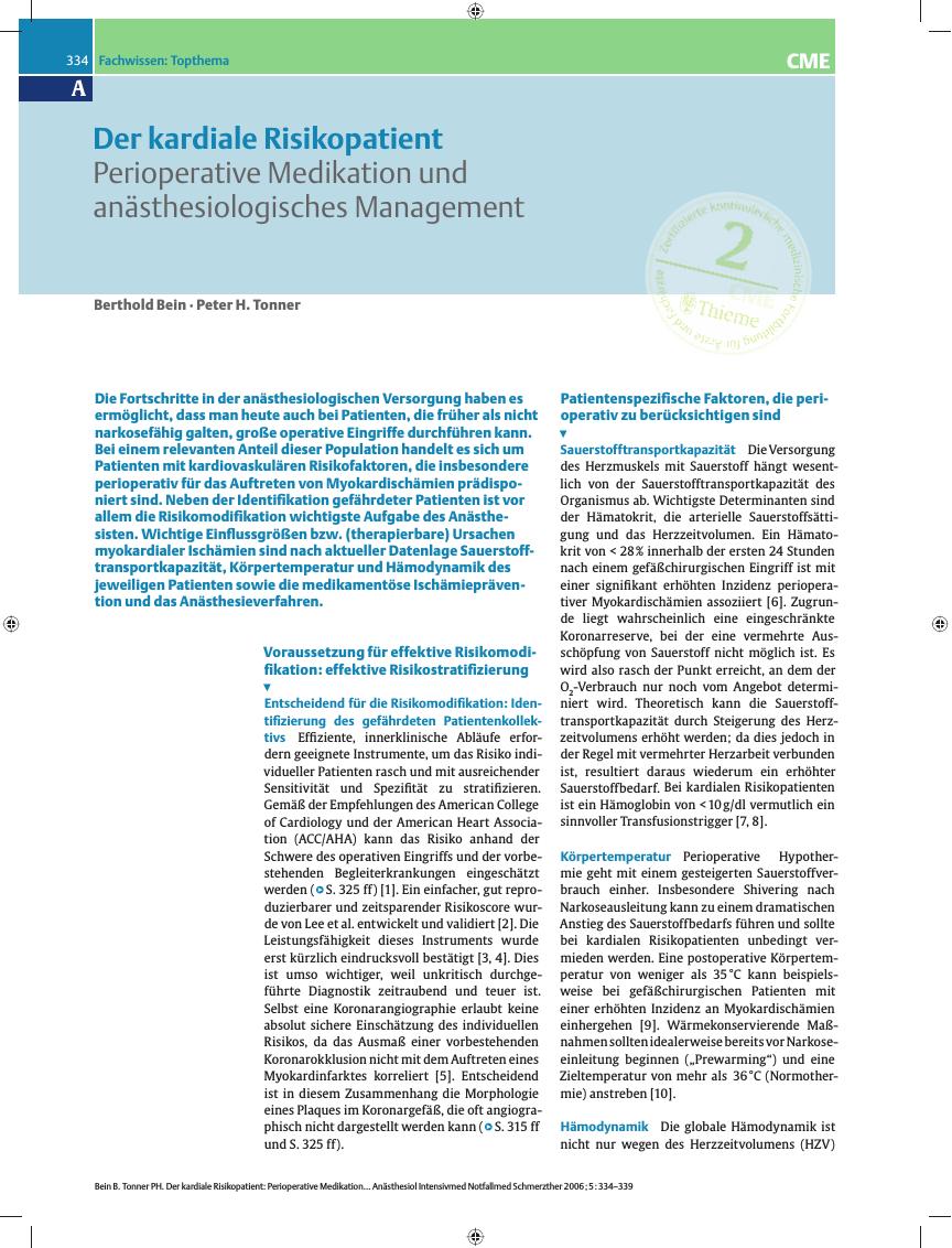 Vorschauseite 1: Perioperative Medikation und anästhesiologisches Management