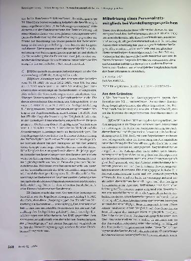 Vorschauseite 1: Mitwirkung eines Personalratsmitglieds bei Vorstellungsgesprächen