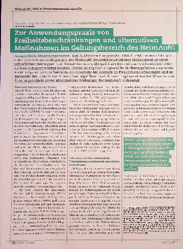 Vorschauseite 2: Zur Anwendungspraxis von Freiheitsbeschränkungen und alternativen Maßnahmen im Geltungsbereich des HeimAufG