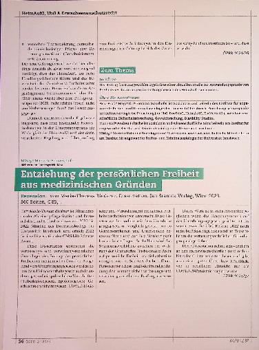 Vorschauseite 6: Zur Anwendungspraxis von Freiheitsbeschränkungen und alternativen Maßnahmen im Geltungsbereich des HeimAufG