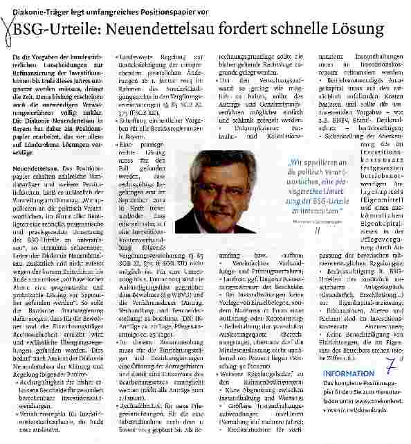 Vorschauseite 1: BSG-Urteile: Neuendettelsau fordert schnelle Lösung