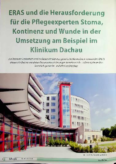 Vorschauseite 1: ERAS und die Herausforderung für die Pflegeexperten Stoma, Kontinenz und Wunde in der Umsetzung am Beispiel im Klinikum Dachau