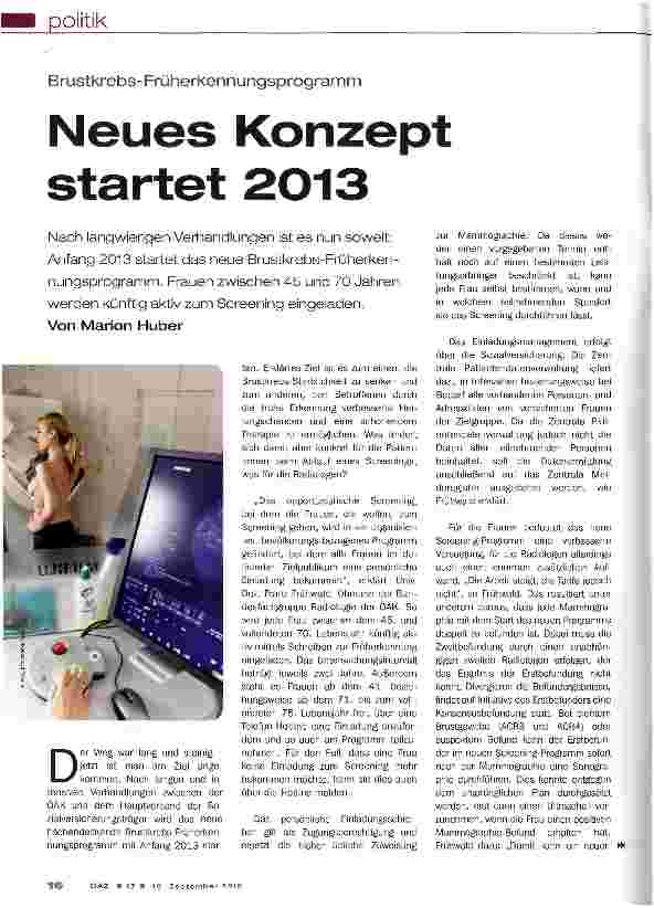 Vorschauseite 1: Neues Konzept startet 2013