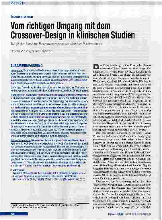 Vorschauseite 1: Vom richtigen Crossover -Umgang mit dem Design in klinischen Studien