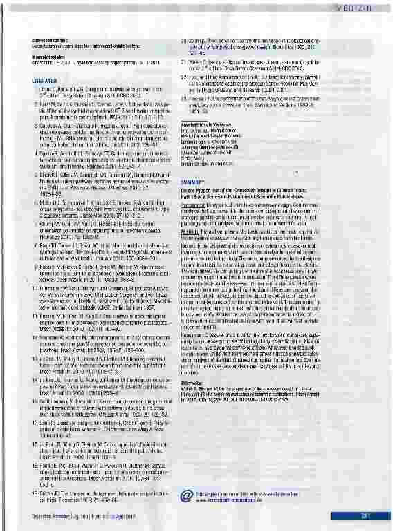 Vorschauseite 6: Vom richtigen Crossover -Umgang mit dem Design in klinischen Studien