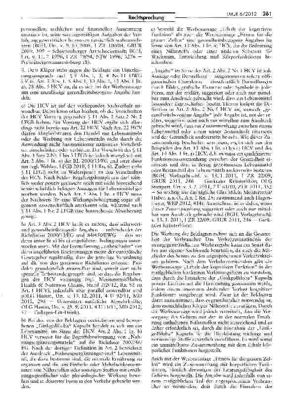 Vorschauseite 3: Unzulässigkeit der Werbung für „GinkgoBiloba Kapseln HCV