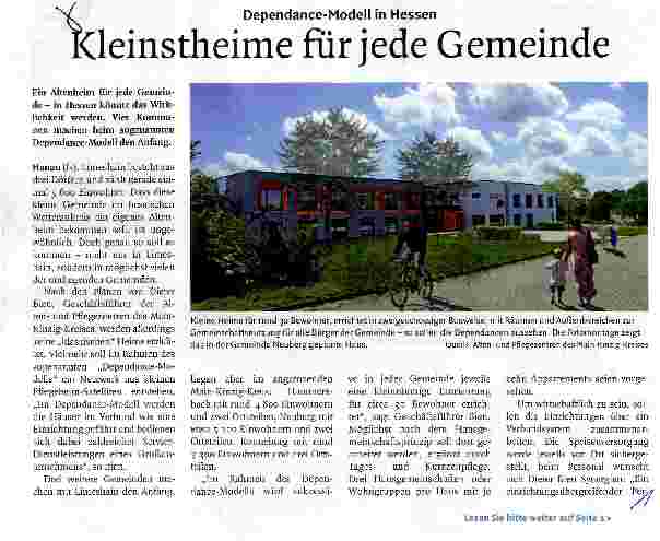 Vorschauseite 1: Dependance-Modell in HessenKleinstheime für jede Gemeinde