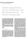 Vorschauseite 1: Validierungsverfahren für die Ausbildung in der Pflegefachassistenz – ein Pionier*innenprojekt