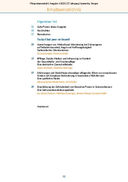 Vorschauseite 3: Pflegewissenschaft 1-2025