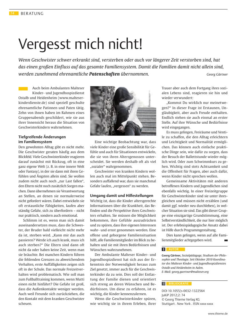 Vorschauseite 1: Vergesst mich nicht!